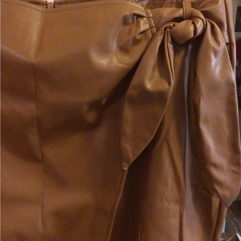 Brown Faux Leather Skirt